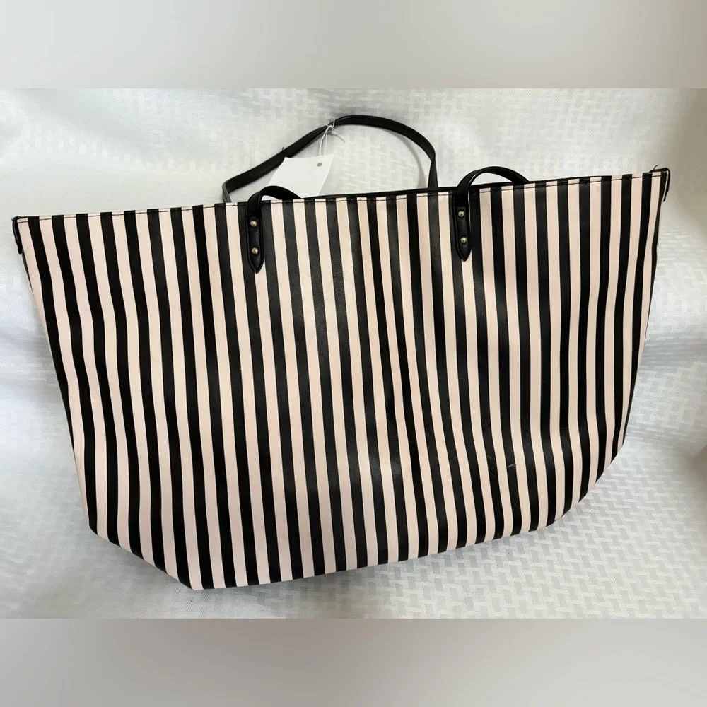Victoria's Secret Black and White Striped Tote